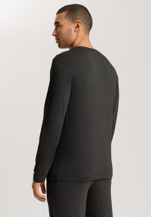Hanro Casuals Long Sleeve V-neck Top In Caviar