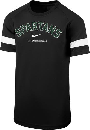 Nike Youth Boys and Girls Black Michigan State Spartans Academy Raglan  Sleeve Stripe Performance T-shirt