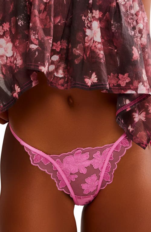 Shop Free People Intimately Fp Hotel Chantelle Embroidered Tulle Thong In Dawn Pink