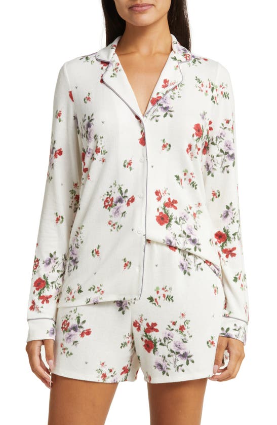 Nordstrom Brushed Hacci Short Pajamas In Ivory Egret Ikat Bouquet