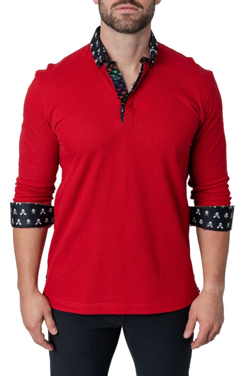 Maceoo Newton Solid Head Red Long Sleeve Polo at Nordstrom,