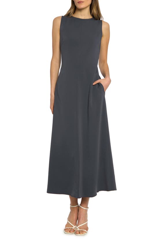 Shop Luxely Reed Sleeveless Midi A-line Dress In Iron