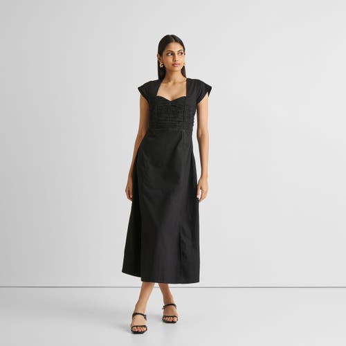 Reistor Ruched Dress With Front Slit In Black