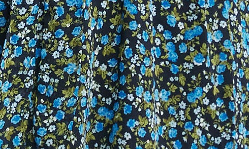 Shop Estelle Blue Iris Floral Long Sleeve Dress In Blue/green