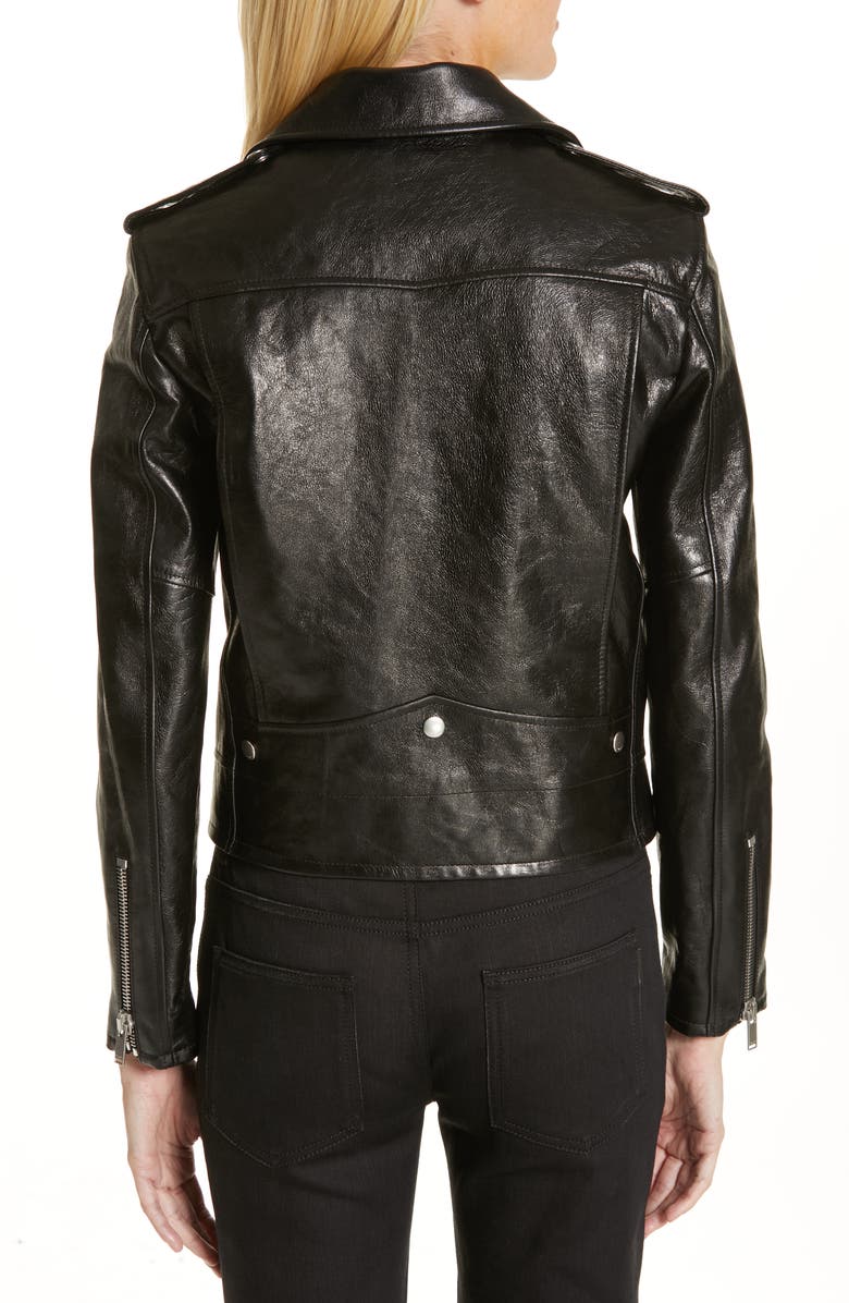 Saint Laurent Classic Leather Moto Jacket, Alternate, color, 