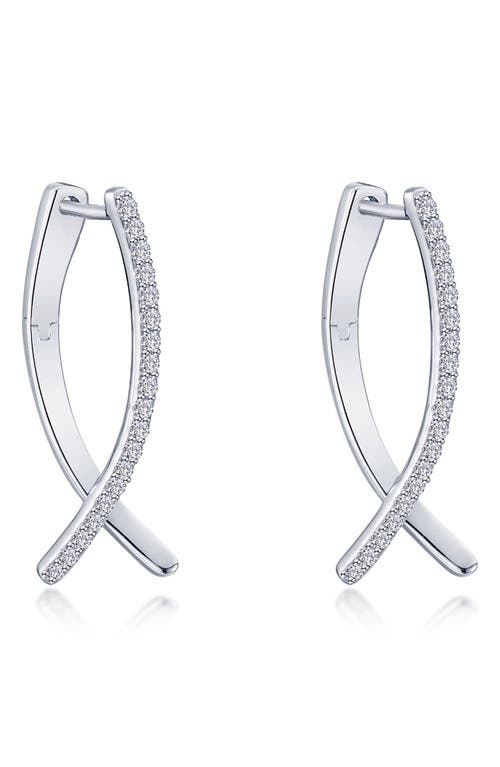 Lafonn Pavé Simulated Diamond Crossover Oval Hoop Earrings In Silver