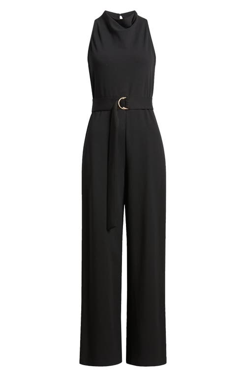 Shop Anne Klein Cowl Neck Belted Jumpsuit In Anne Black
