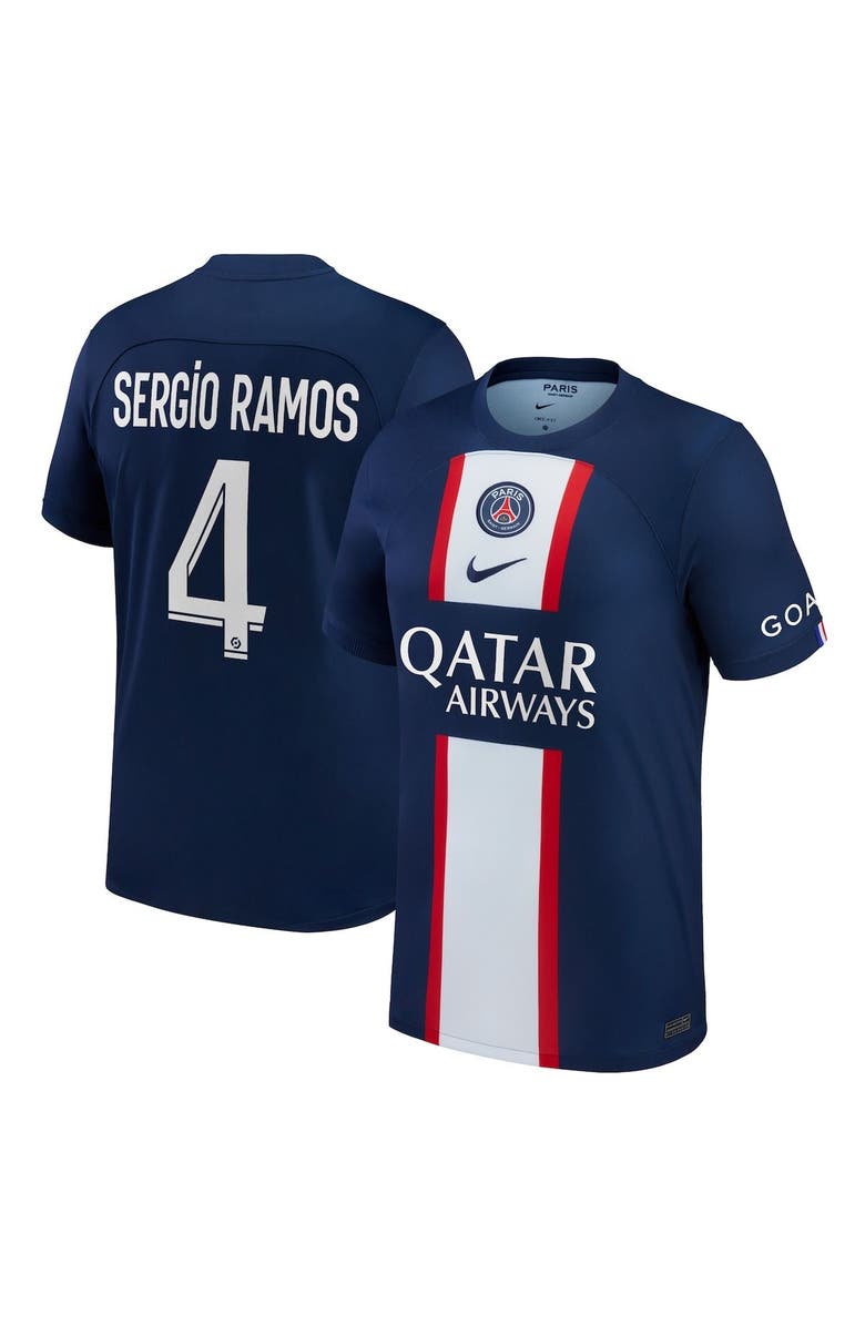 NIKE Men's Nike Sergio Ramos Blue Paris Saint-Germain 2022/23 Home Replica Player Jersey, Main, color, Blue