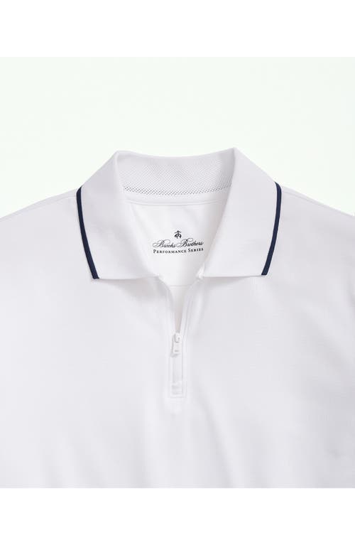 Shop Brooks Brothers Zip Neck Performance Golf Polo In White