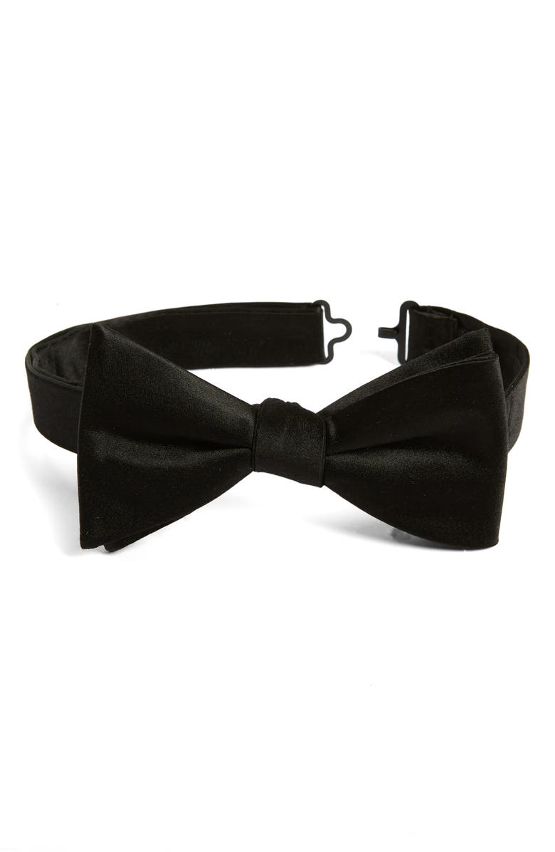 NORDSTROM Silk Pre-Tied Bow Tie, Main, color, BLACK
