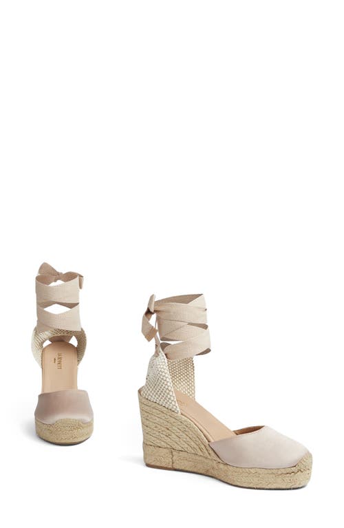 Lk Bennett Esmerelda Ankle Wrap Wedge Sandal In Natural