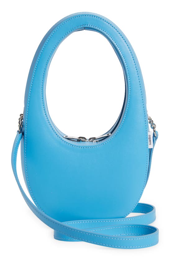 Shop Coperni Mini Swipe Leather Crossbody Bag In Blue