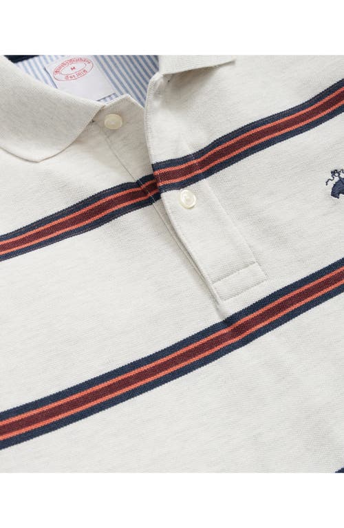 Shop Brooks Brothers Stripe Long Sleeve Cotton Polo In White Multi