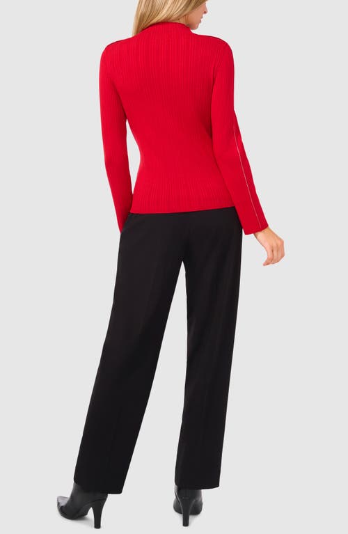 Halogenr Halogen(r) Piped Mock Neck Rib Sweater In Ultra Red