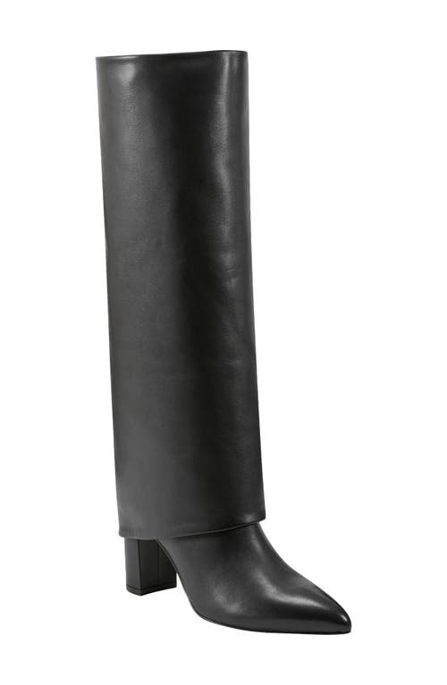 Leina Foldover Shaft Pointed Toe Knee High Boot in Black 001