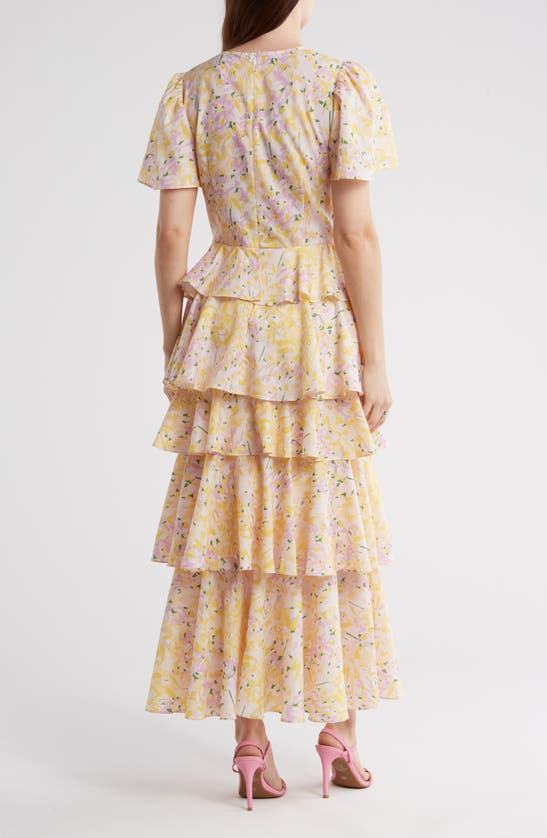 Shop Area Stars Chelsea Floral Print Tiered Maxi Dress In Yellow