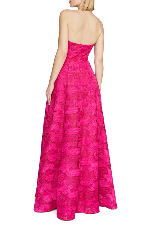 Shop ml Monique Lhuillier Francine Strapless Jacquard Gown In Cerise Pink