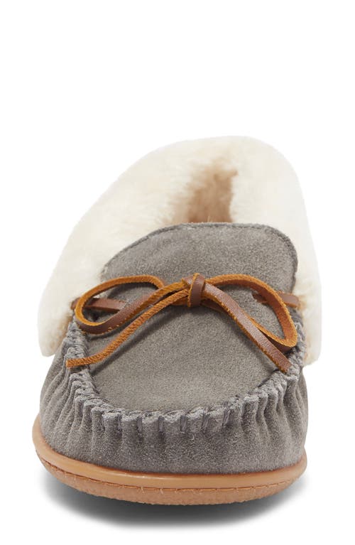 Shop Minnetonka Camp Collar Faux Fur Slipper In Grey