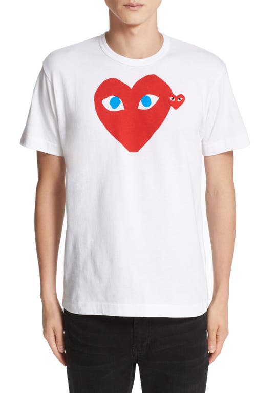 Comme des Garçons PLAY Heart Face Graphic Tee in White at Nordstrom, Size X-Large