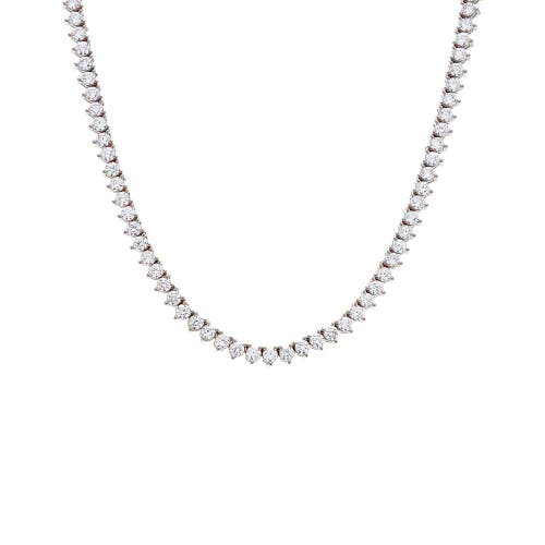 Shop Adina Eden By  Three Prong Tennis Necklace In Silver