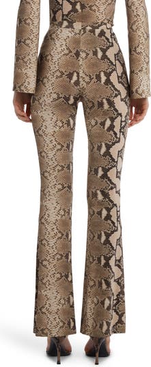 Python Print Jersey Flare Leg Trousers