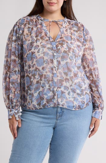 Joie Naomi Long Sleeve Silk Top In Blue In English Manor Multi