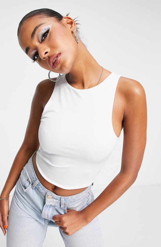 ASOS DESIGN DISCO RACER MATTE CROP TOP