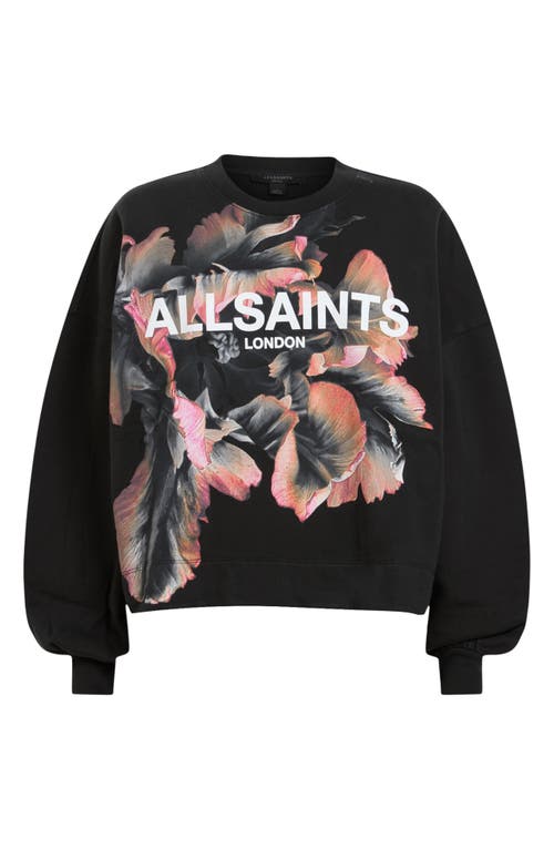 Shop Allsaints Fleurir Lila Oversize Sweatshirt In Black