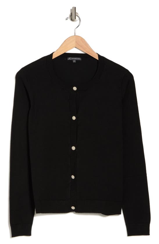 Adrianna Papell Embellished Button Cardigan In Black | ModeSens