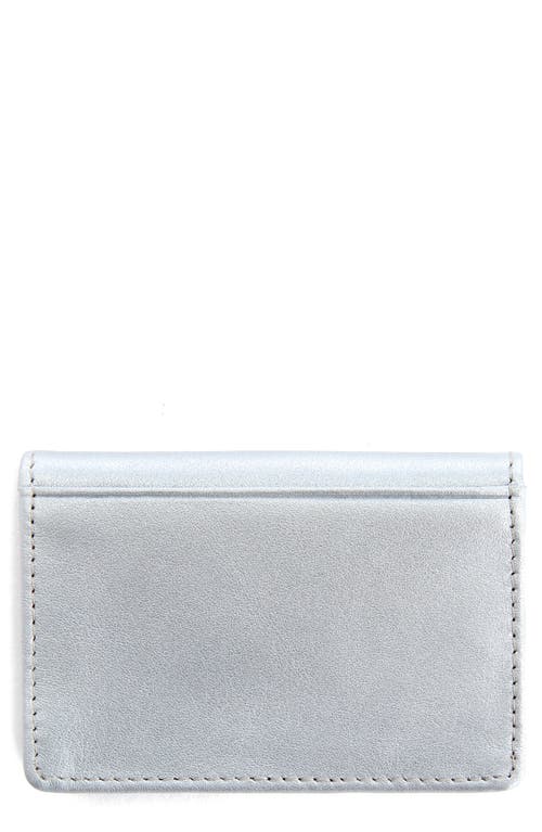 ROYCE New York Personalized Leather Card Case in Silver- Silver Foil 