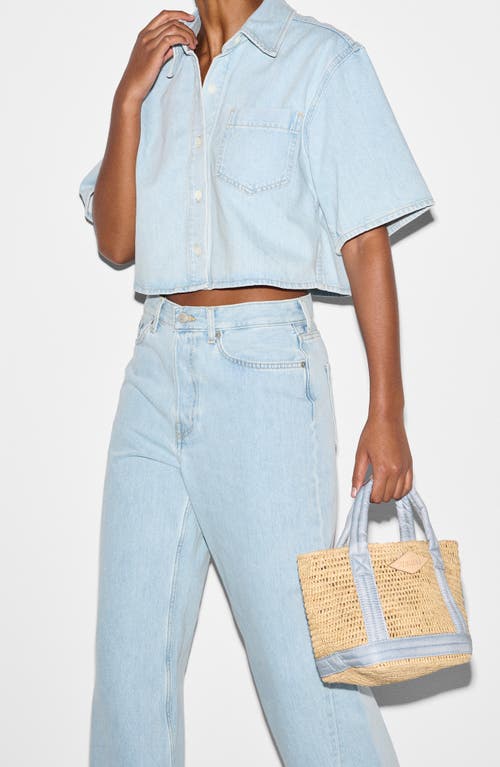 Shop Mz Wallace Mini Raffia Tote In Raffia/chambray