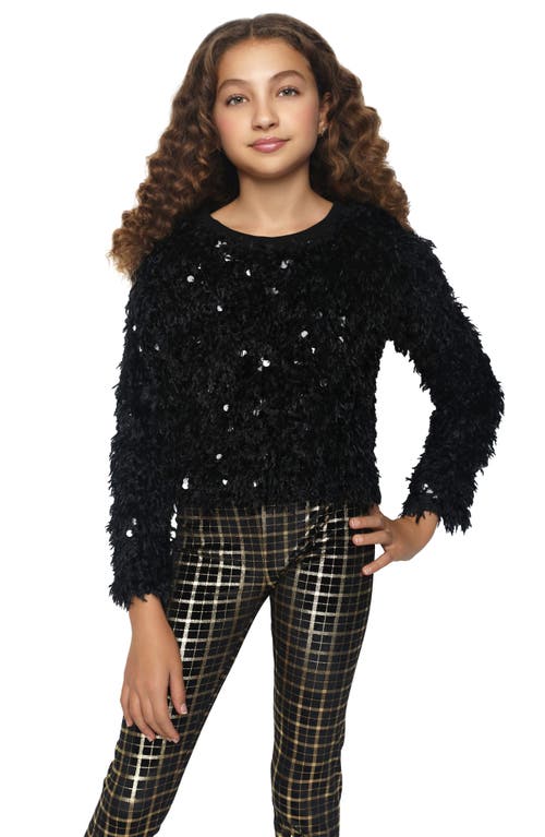 Shop Mia New York Kids' Sequin Texture Sweater In Black