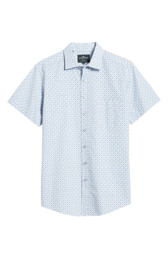 Shop Rodd & Gunn Glenariffe Sports Fit Foulard Print Short Sleeve Cotton Button-up Shirt In Snow