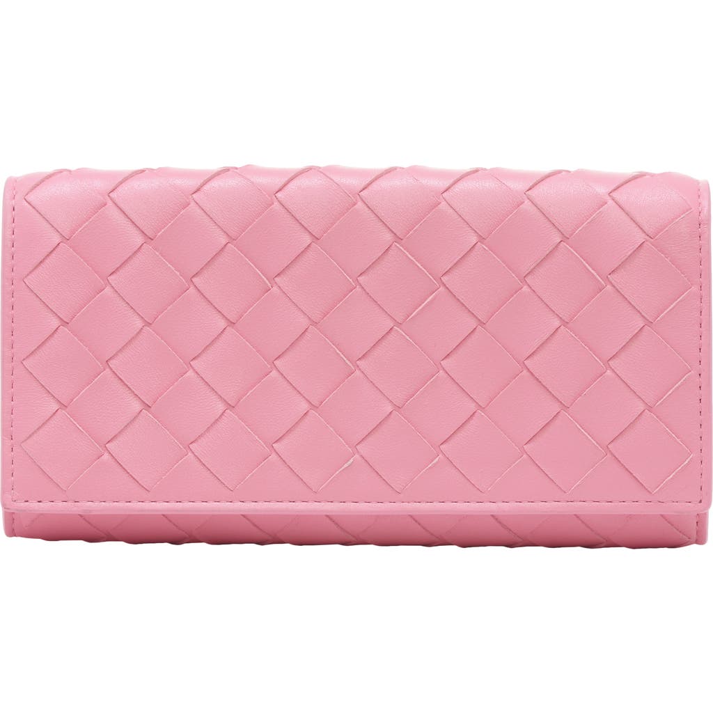 Bottega Veneta Large Intrecciato Flap Wallet In Ribbon/gold