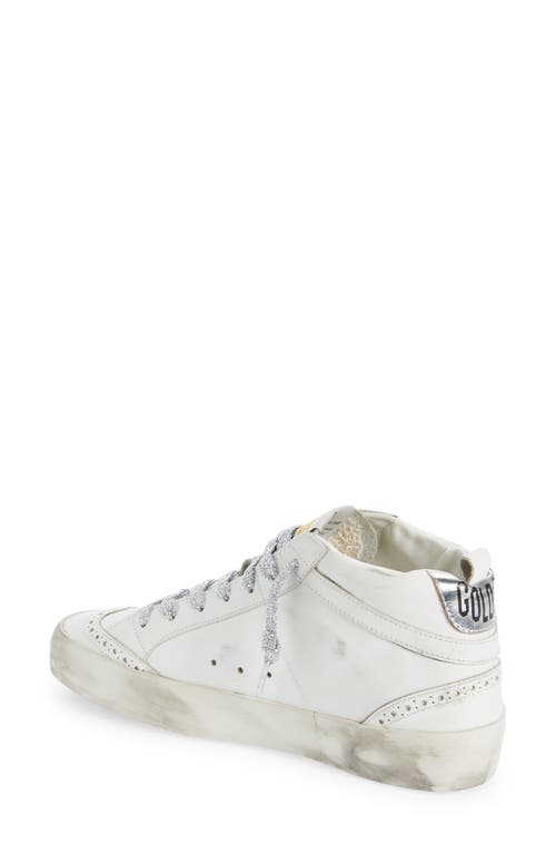 Golden Goose Mid Star Sneaker In White/black/silver