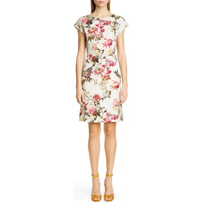 Etro Floral Jacquard Sheath Dress, US / 40 IT - White