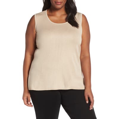 Plus Size Ming Wang Scoop Neck Tank, Brown