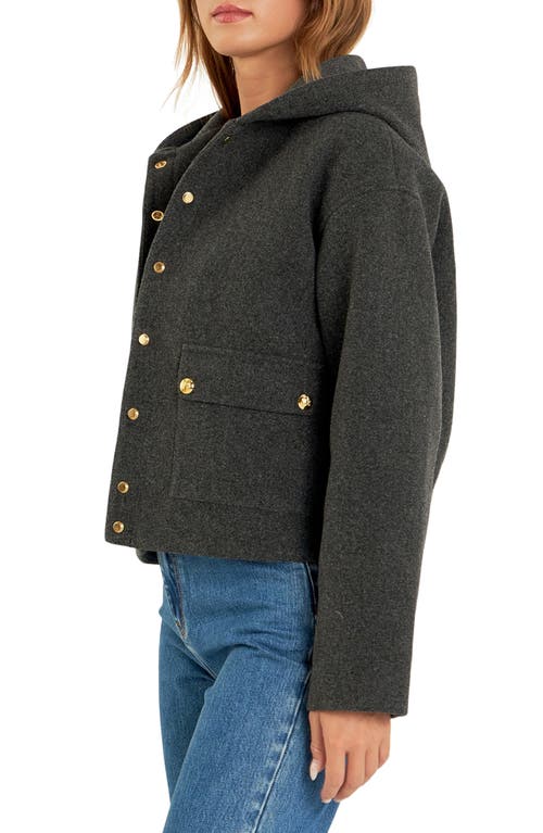 Shop English Factory Hooded Coat In Charcoal