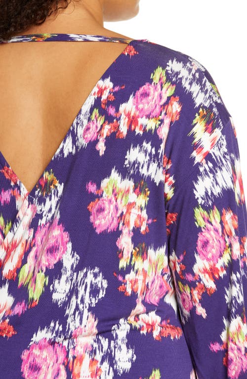 Shop Loveappella Wrap Front Blouson Top In Azalea/plum