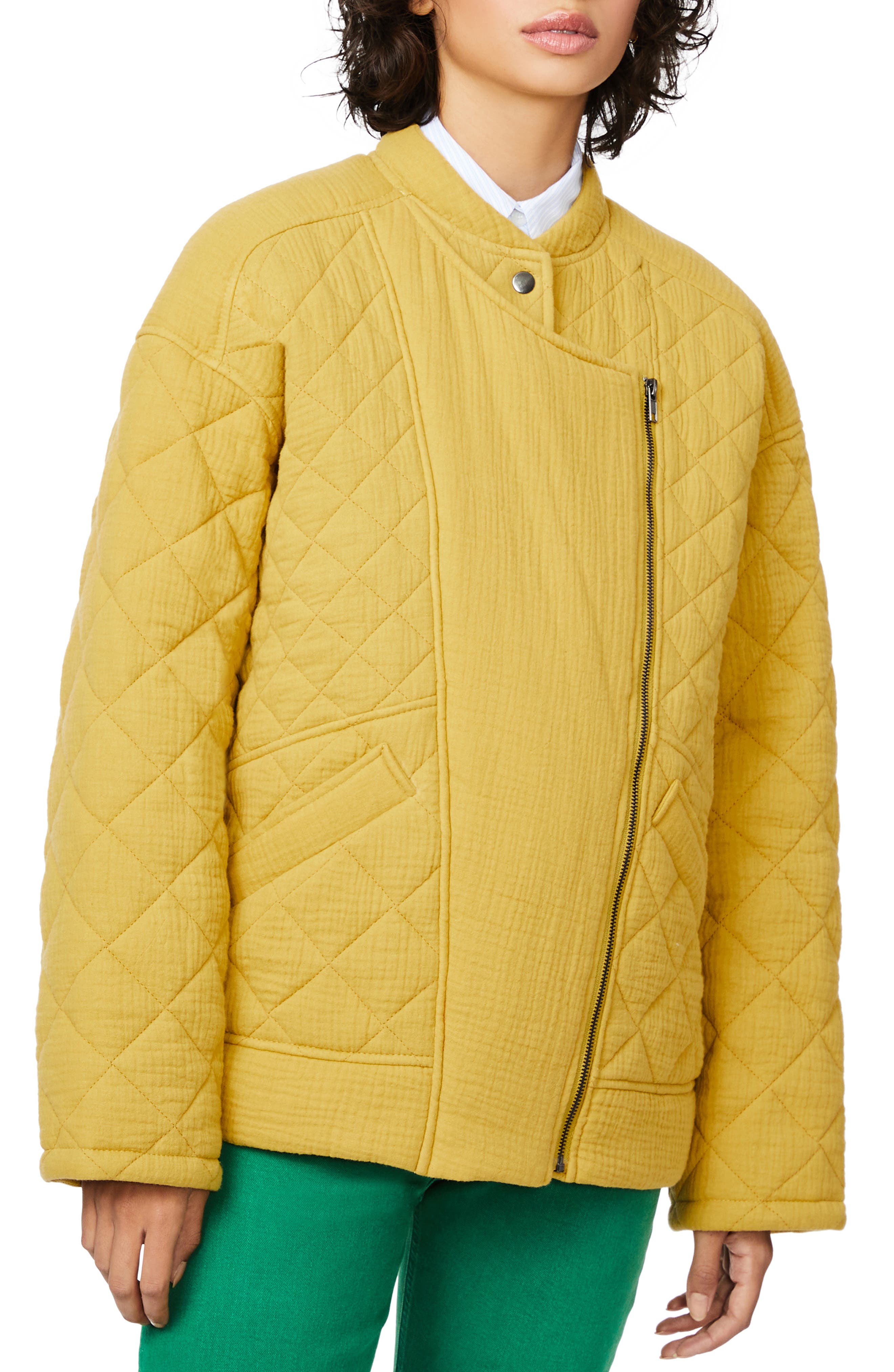 yellow quilted jacket womens