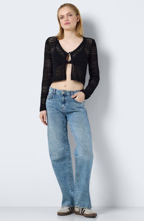 Shop Noisy May Laika Open Stitch Crop Cardigan In Black