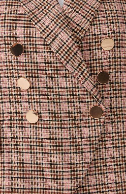 Shop Estelle Penelope Plaid Blazer In Mocha/pink