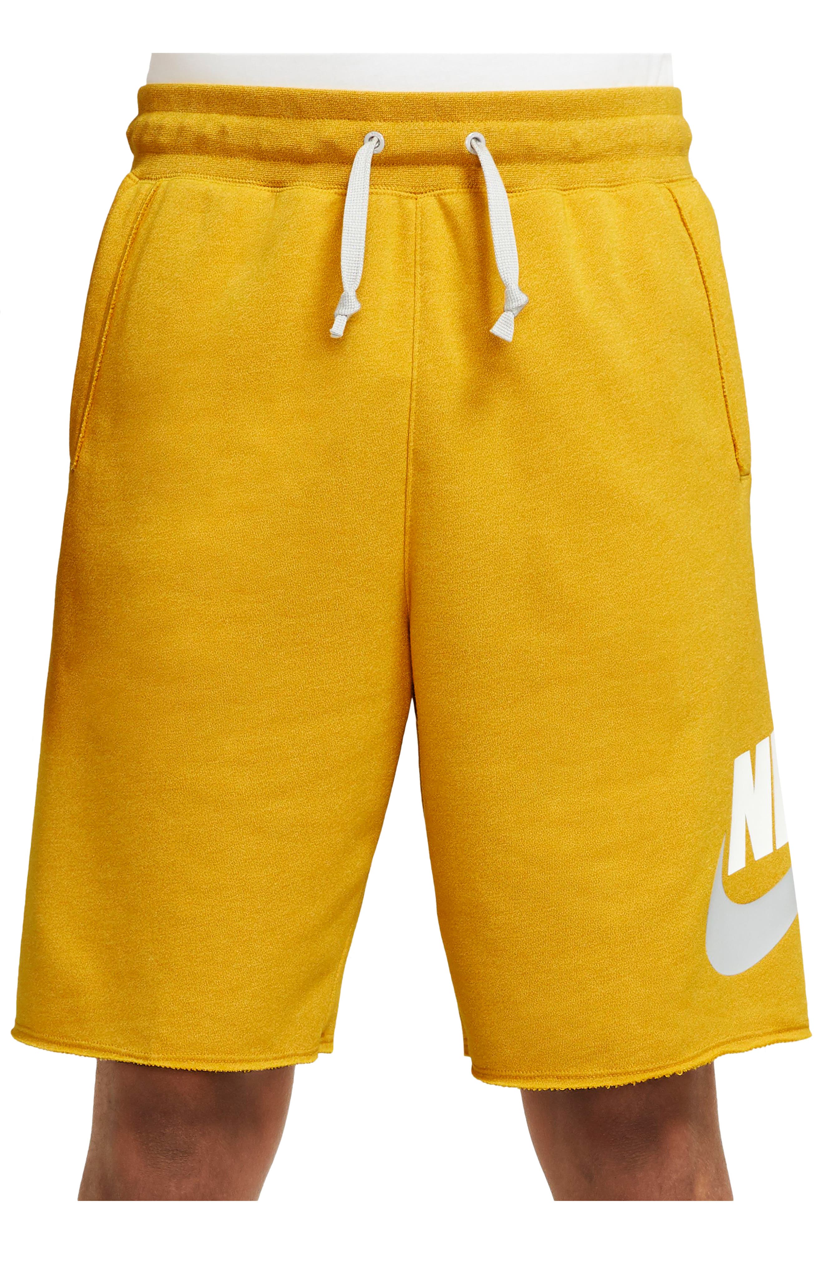 nike yellow sweat shorts