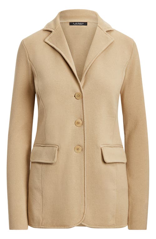 Shop Ralph Lauren Lauren Cotton Sweater Jacket In Birch Tan