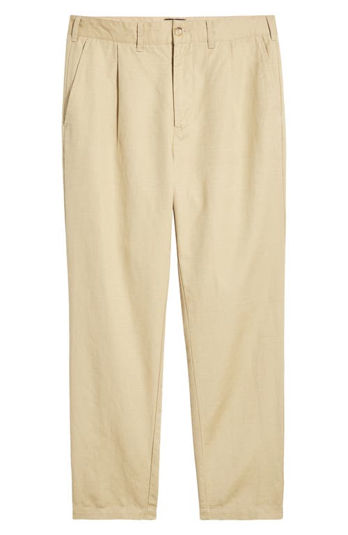 Shop Rails Hawthorne Pleated Cotton & Linen Chinos In Khaki