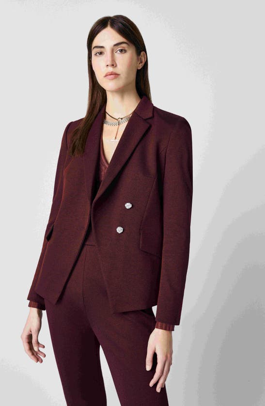 Hugo Boss Slim-fit Trousers In Woven Fabric With Monogram Buttons In Maroon Twill Fantasy