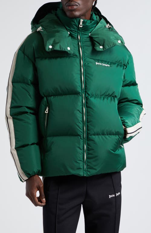 Palm Angels Down Puffer Track Jacket With Removable Hood Forest Green Whi at Nordstrom,