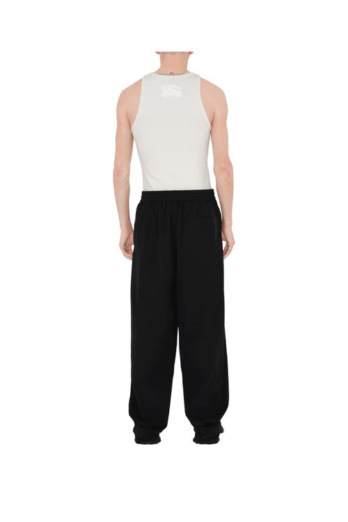 Shop Burberry Cotton Blend Tailored Trousers In Black