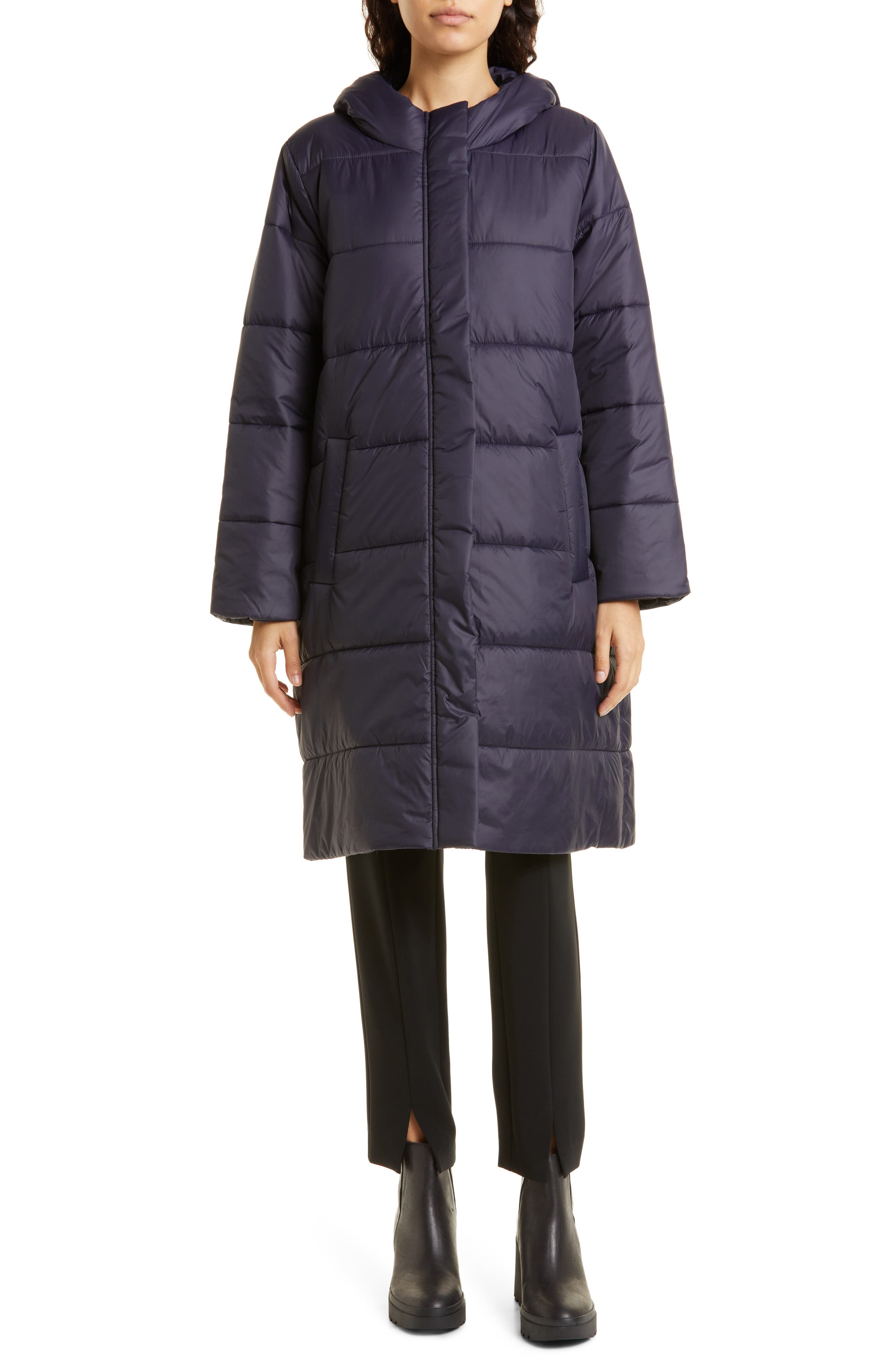 eileen fisher long puffer coat