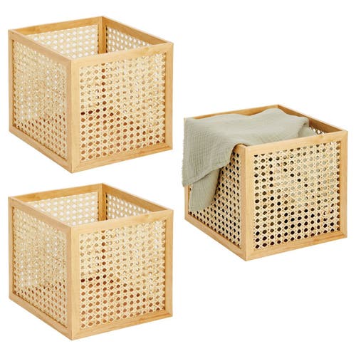 Shop Mdesign Natural Cane Square Storage Organizer Bin, 3 Pack